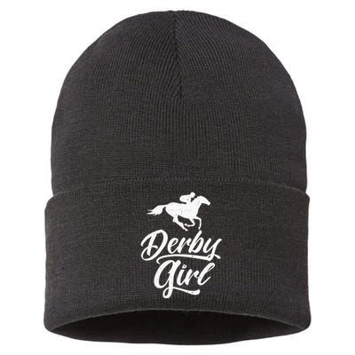 funny Derby Day Kentucky horse racing Sustainable Knit Beanie