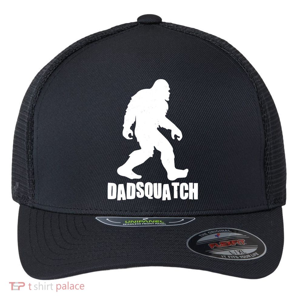 Funny Dadsquatch Dad Sasquatch Bigfoot Flexfit Unipanel Trucker Cap