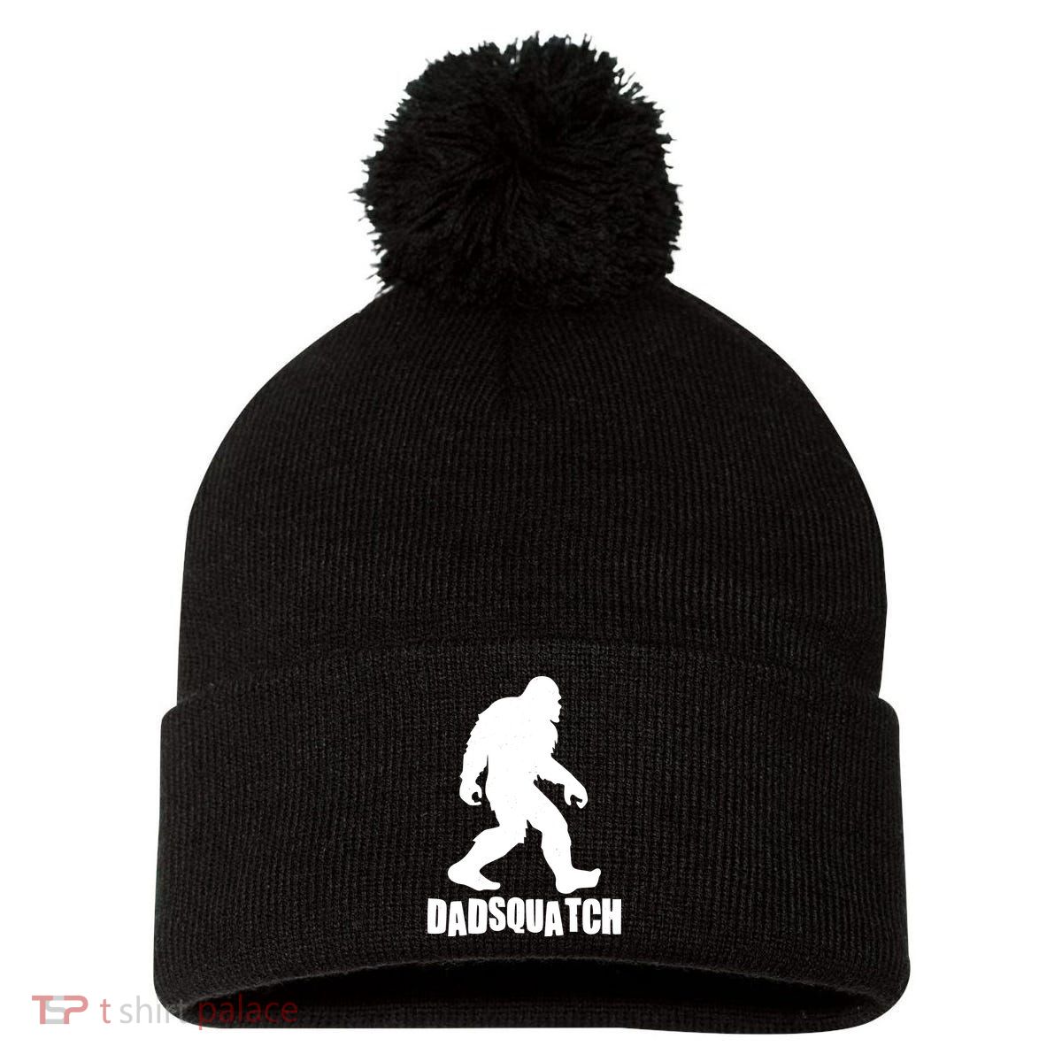 Funny Dadsquatch Dad Sasquatch Bigfoot Pom Pom 12in Knit Beanie