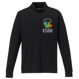 Funny Dragon Design For Fantasy Dragon Lover Performance Long Sleeve Polo