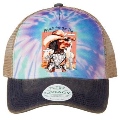 Funny Dachshund Dog Cow Hat Reach Sky Western Puppy Retro Legacy Tie Dye Trucker Hat