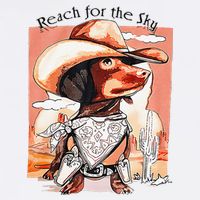 Funny Dachshund Dog Cow Hat Reach Sky Western Puppy Retro Cooling Performance Crew T-Shirt