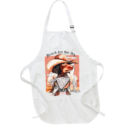 Funny Dachshund Dog Cow Hat Reach Sky Western Puppy Retro Apron