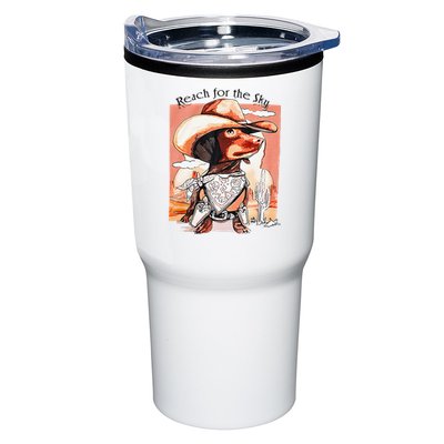 Funny Dachshund Dog Cow Hat Reach Sky Western Puppy Retro Tumbler