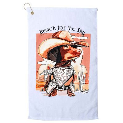 Funny Dachshund Dog Cow Hat Reach Sky Western Puppy Retro Golf Towel