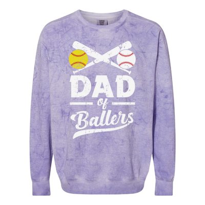 Father's Day Dad Of Ballers Baseball Gift Colorblast Crewneck Sweatshirt