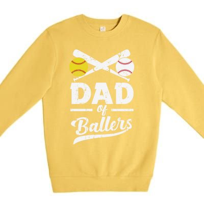 Father's Day Dad Of Ballers Baseball Gift Premium Crewneck Sweatshirt