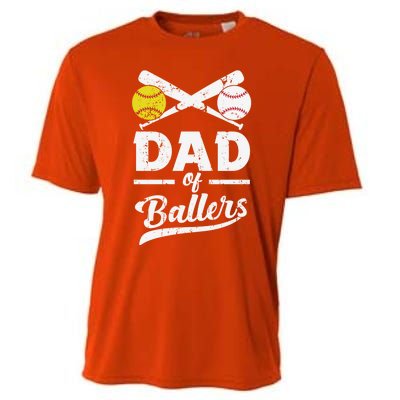 Father's Day Dad Of Ballers Baseball Gift Cooling Performance Crew T-Shirt