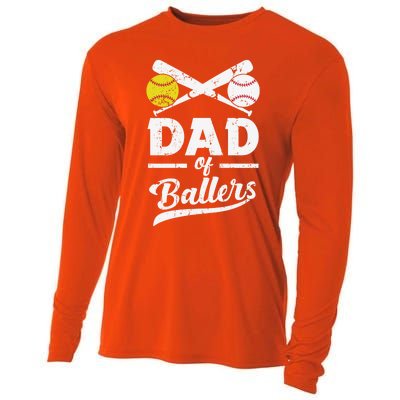 Father's Day Dad Of Ballers Baseball Gift Cooling Performance Long Sleeve Crew