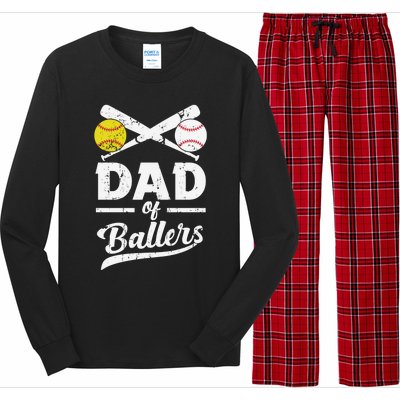 Father's Day Dad Of Ballers Baseball Gift Long Sleeve Pajama Set