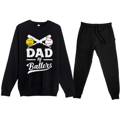 Father's Day Dad Of Ballers Baseball Gift Premium Crewneck Sweatsuit Set