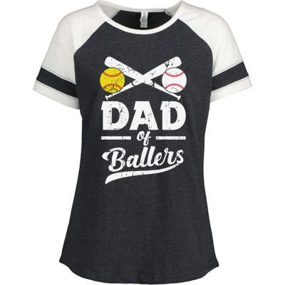 Father's Day Dad Of Ballers Baseball Gift Enza Ladies Jersey Colorblock Tee