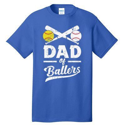 Father's Day Dad Of Ballers Baseball Gift Tall T-Shirt