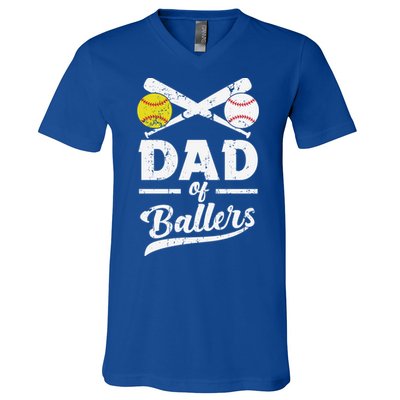 Father's Day Dad Of Ballers Baseball Gift V-Neck T-Shirt