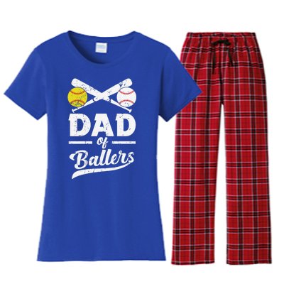 Father's Day Dad Of Ballers Baseball Gift Women's Flannel Pajama Set