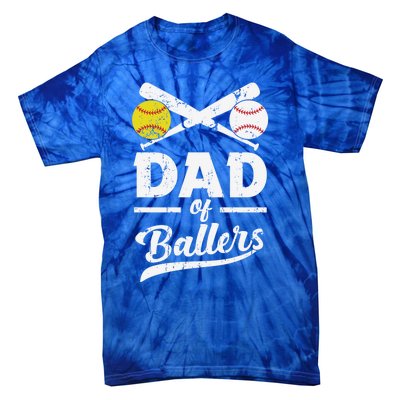 Father's Day Dad Of Ballers Baseball Gift Tie-Dye T-Shirt