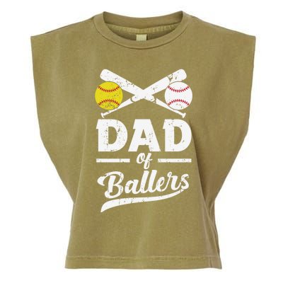 Father's Day Dad Of Ballers Baseball Gift Garment-Dyed Women's Muscle Tee