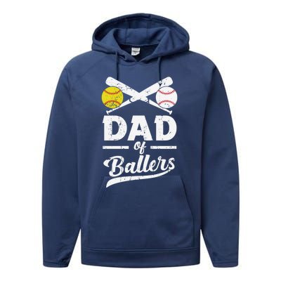 Father's Day Dad Of Ballers Baseball Gift Performance Fleece Hoodie