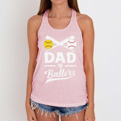 Father's Day Dad Of Ballers Baseball Gift Women's Knotted Racerback Tank