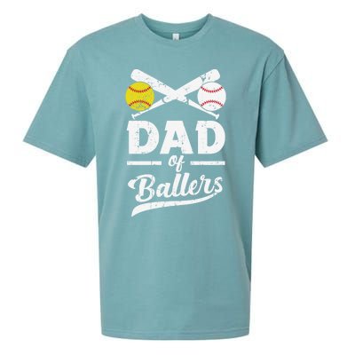 Father's Day Dad Of Ballers Baseball Gift Sueded Cloud Jersey T-Shirt