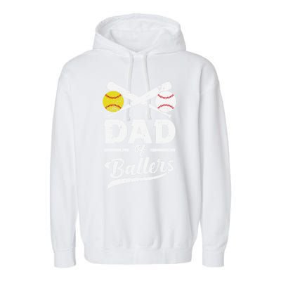 Father's Day Dad Of Ballers Baseball Gift Garment-Dyed Fleece Hoodie