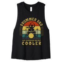 Funny Drummer Dad Art For Drumming Daddy Women's Racerback Cropped Tank