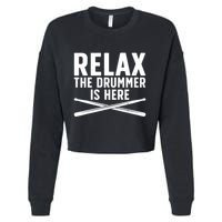 Funny Drummer Design For Drum Player Music Lover Cropped Pullover Crew