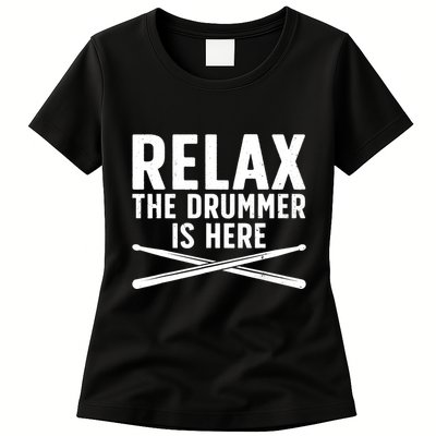 Funny Drummer Design For Drum Player Music Lover Womens T-Shirt