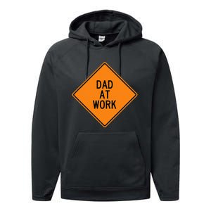  Funny Design Dad at Work Warning Performance Fleece Hoodie