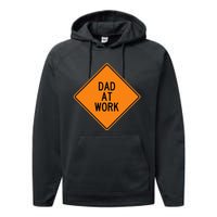  Funny Design Dad at Work Warning Performance Fleece Hoodie