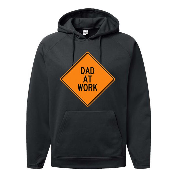  Funny Design Dad at Work Warning Performance Fleece Hoodie