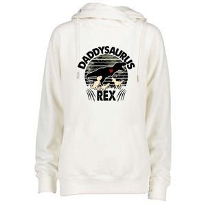 Father's Day Daddysaurus Rex Funny Dinosaur Gift For Father Womens Funnel Neck Pullover Hood