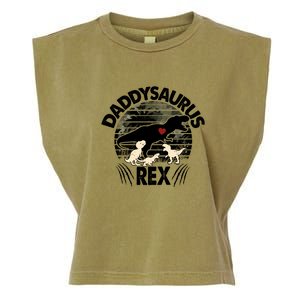 Father's Day Daddysaurus Rex Funny Dinosaur Gift For Father Garment-Dyed Women's Muscle Tee