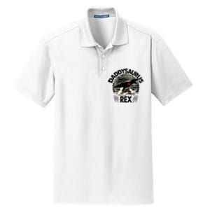 Father's Day Daddysaurus Rex Funny Dinosaur Gift For Father Dry Zone Grid Polo