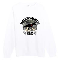 Father's Day Daddysaurus Rex Funny Dinosaur Gift For Father Premium Crewneck Sweatshirt