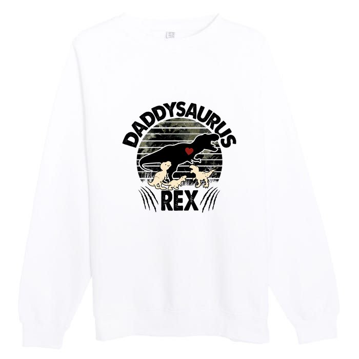 Father's Day Daddysaurus Rex Funny Dinosaur Gift For Father Premium Crewneck Sweatshirt