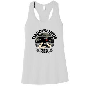 Father's Day Daddysaurus Rex Funny Dinosaur Gift For Father Women's Racerback Tank