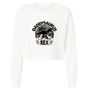 Father's Day Daddysaurus Rex Funny Dinosaur Gift For Father Cropped Pullover Crew