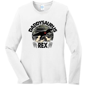 Father's Day Daddysaurus Rex Funny Dinosaur Gift For Father Ladies Long Sleeve Shirt