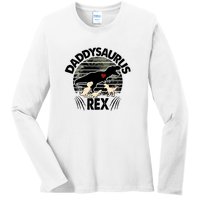 Father's Day Daddysaurus Rex Funny Dinosaur Gift For Father Ladies Long Sleeve Shirt