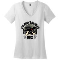 Father's Day Daddysaurus Rex Funny Dinosaur Gift For Father Women's V-Neck T-Shirt