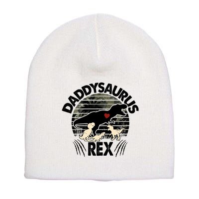 Father's Day Daddysaurus Rex Funny Dinosaur Gift For Father Short Acrylic Beanie