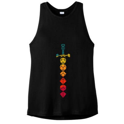 Funny D.20 Dungeons Dice Sword Vintage Ladies PosiCharge Tri-Blend Wicking Tank