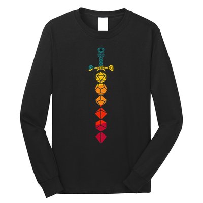 Funny D.20 Dungeons Dice Sword Vintage Long Sleeve Shirt