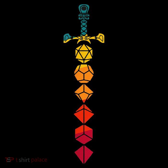 Funny D.20 Dungeons Dice Sword Vintage T-Shirt
