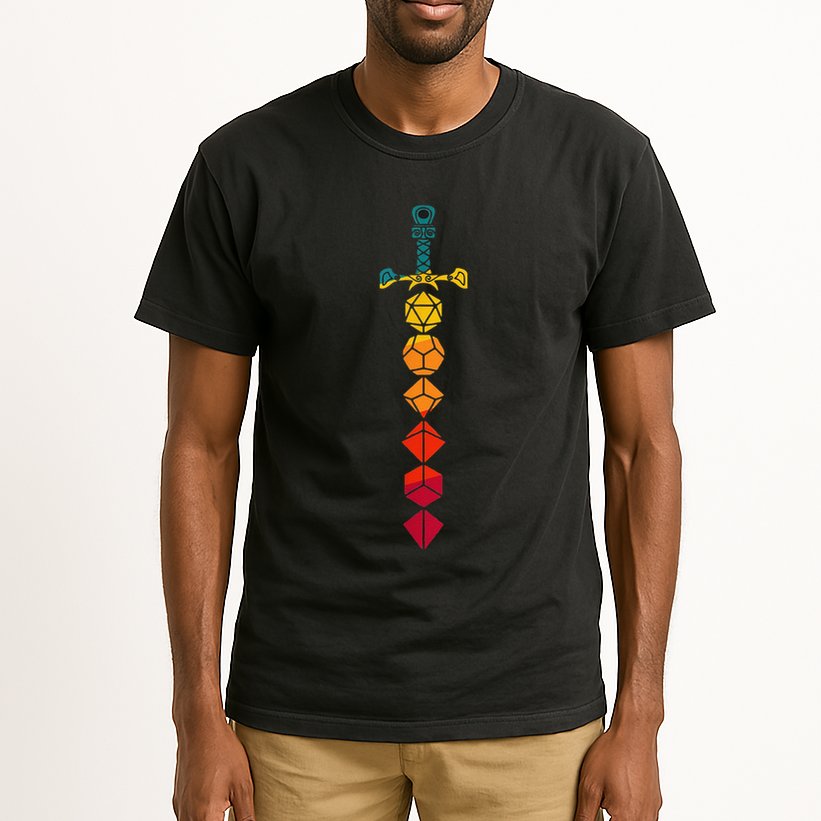 Funny D.20 Dungeons Dice Sword Vintage Tall T-Shirt