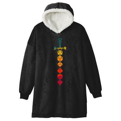 Funny D.20 Dungeons Dice Sword Vintage Hooded Wearable Blanket