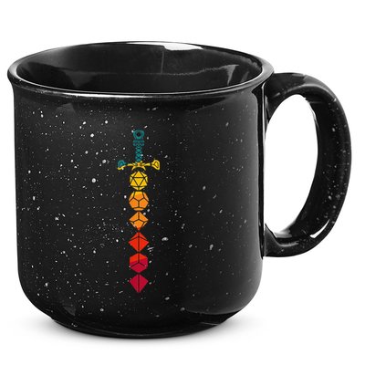 Funny D.20 Dungeons Dice Sword Vintage 15oz Campfire Ceramic Mug