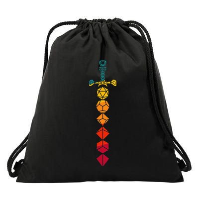 Funny D.20 Dungeons Dice Sword Vintage Drawstring Bag