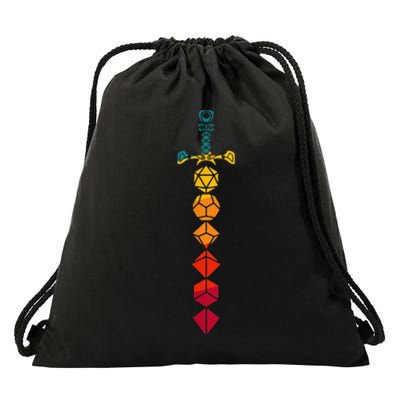 Funny D.20 Dungeons Dice Sword Vintage Drawstring Bag